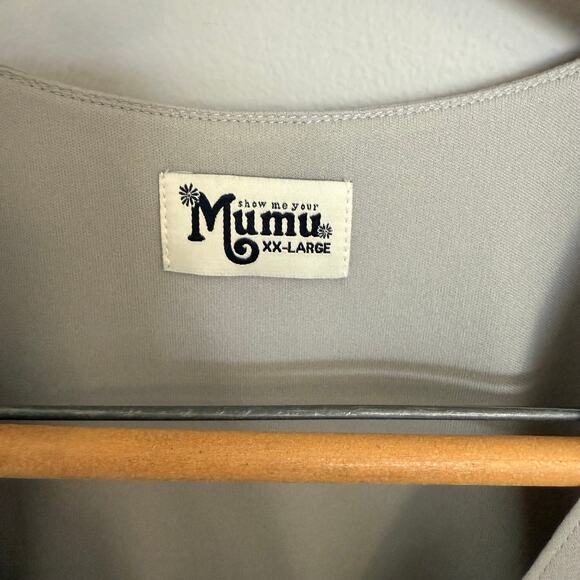 Show Me Your Mumu Noelle Flutter Maxi Dress Sz XXL True Wrap Gray Lily Floral - Picture 13 of 14